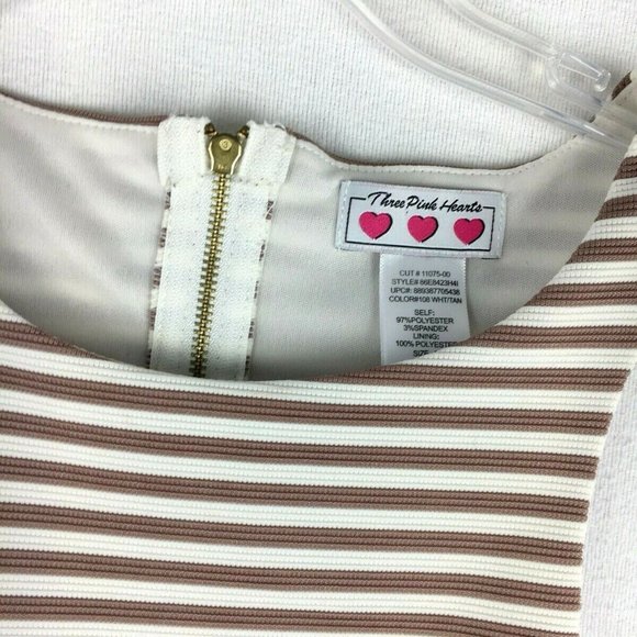 Three Pink Hearts Fitted Juniors bodycon Dress - Picture 3 of 7